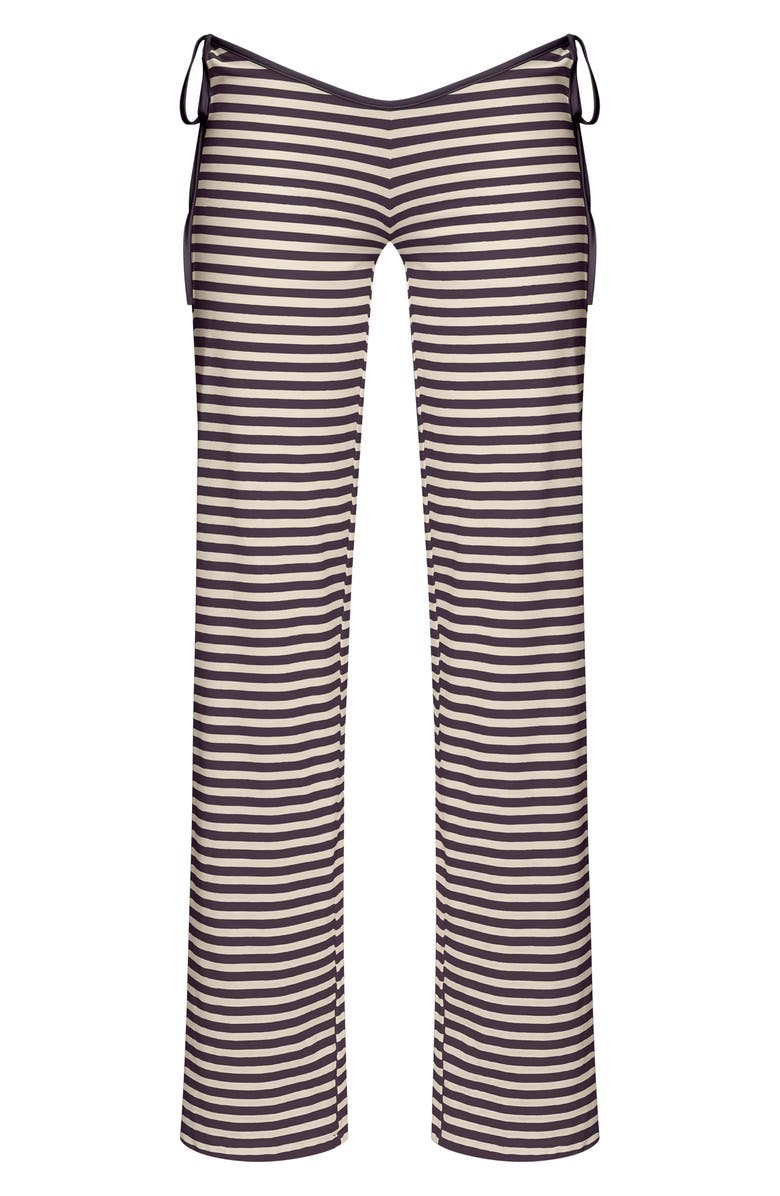 LIONESS Bloom Side Tie Wide Leg Pants, Alternate, color, Slate Stripe