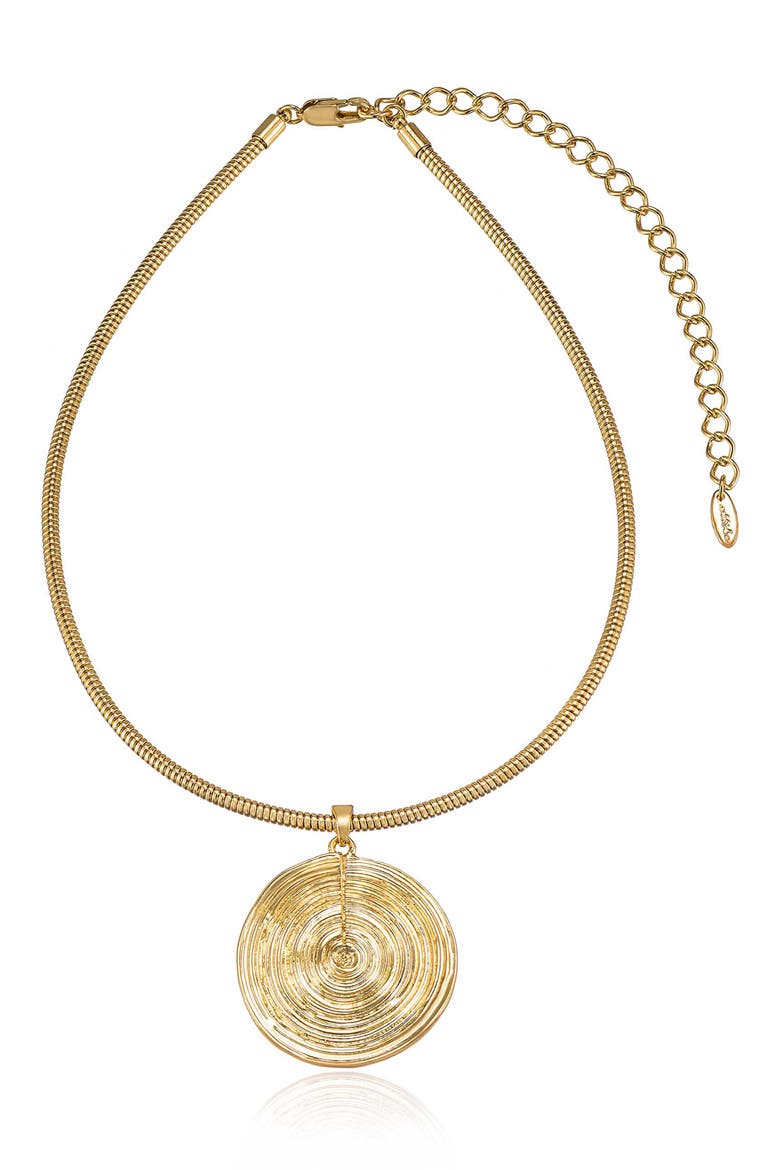 Disc Pendant Necklace, Main, color, GOLD