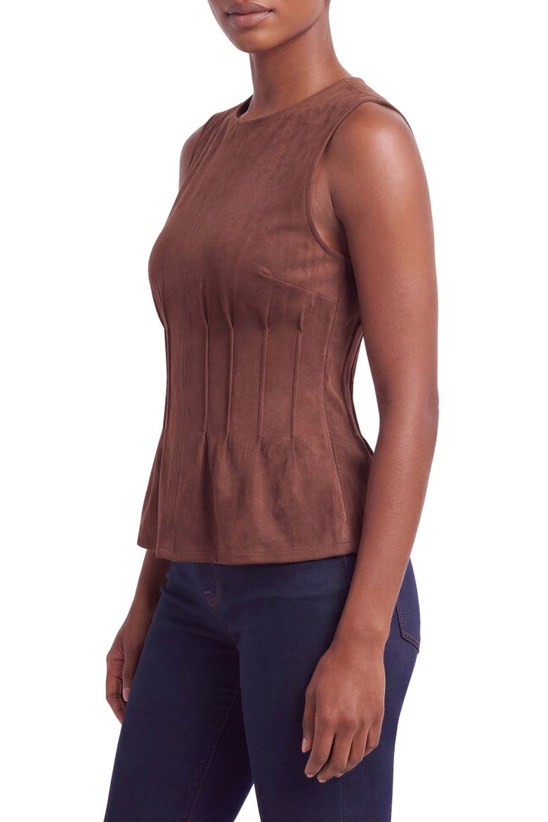 Pintucked Faux Suede Shell, Alternate, color, SPICE
