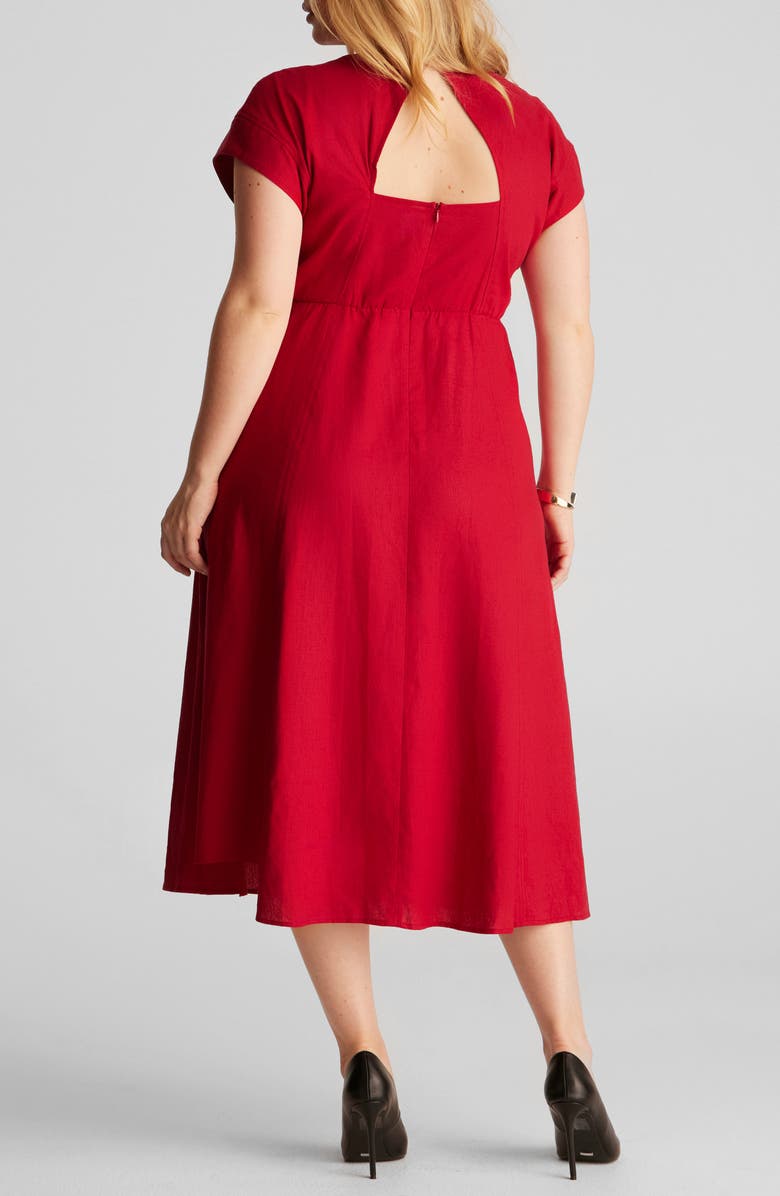 Estelle Aubrey Cutout Linen Blend Midi Dress, Alternate, color, Red