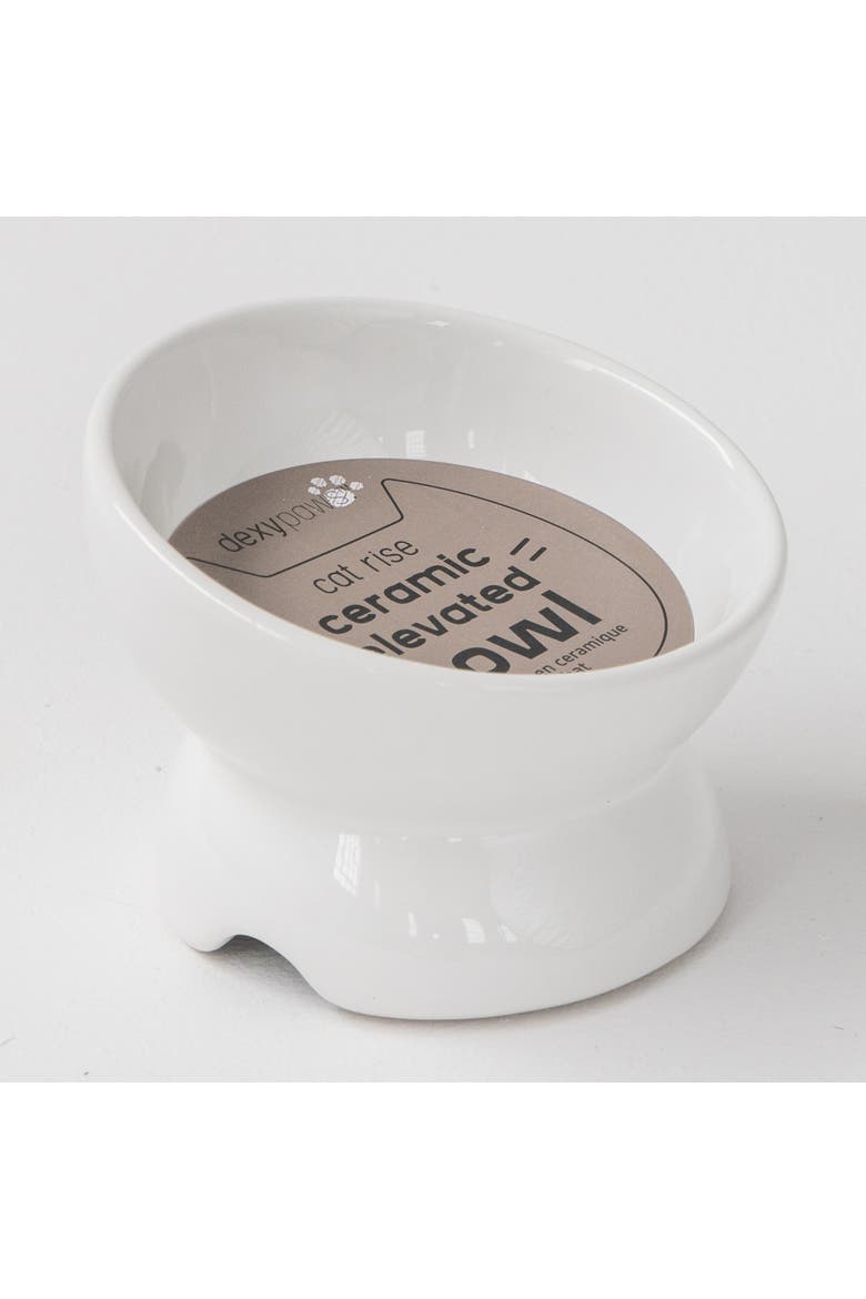 Elevated Ceramic Bowl For Cats 7oz Capacity, Alternate, color, White