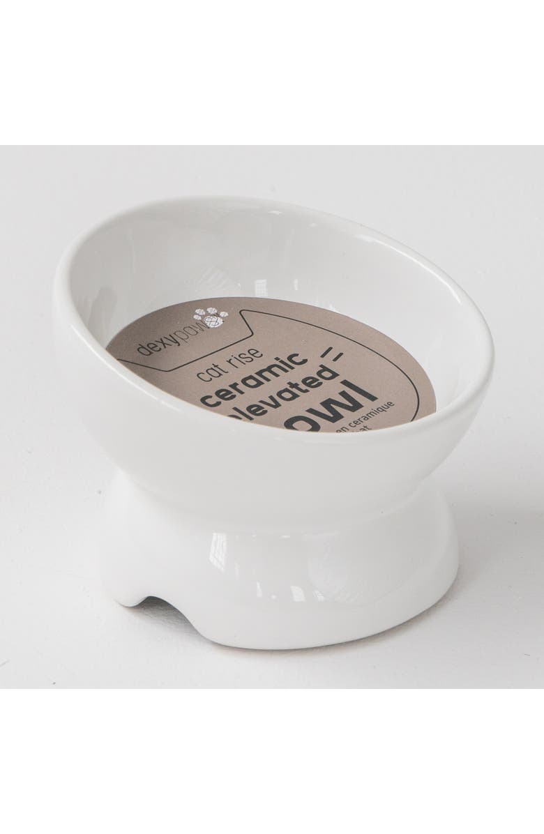 Dexypaws Elevated Ceramic Bowl For Cats 7oz Capacity, Alternate, color, White
