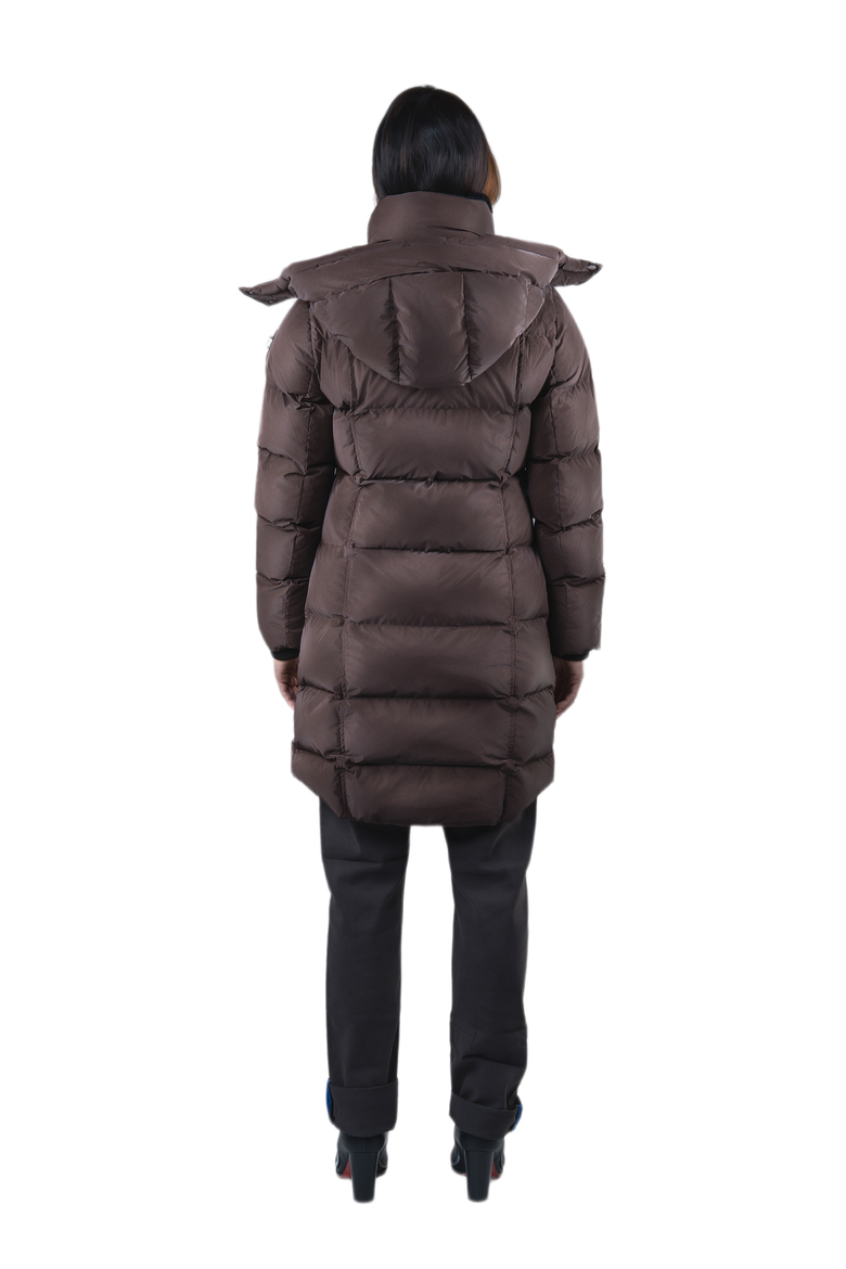 Women's Penguin Long Length Quilted Coat, Alternate, color, MOCHA DIAMOND