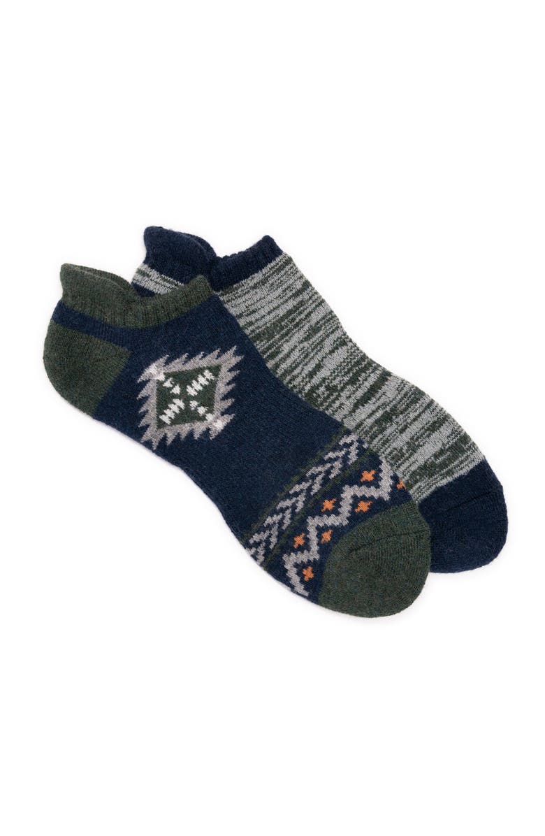 MUK LUKS No Show Wool Socks 2 Pair Pack, Alternate, color, Taupe Multi