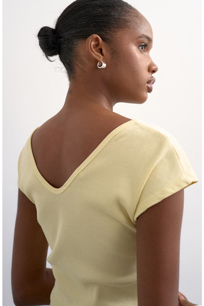 Double V-Neck Rib Knit Top, Alternate, color, BUTTERMILK