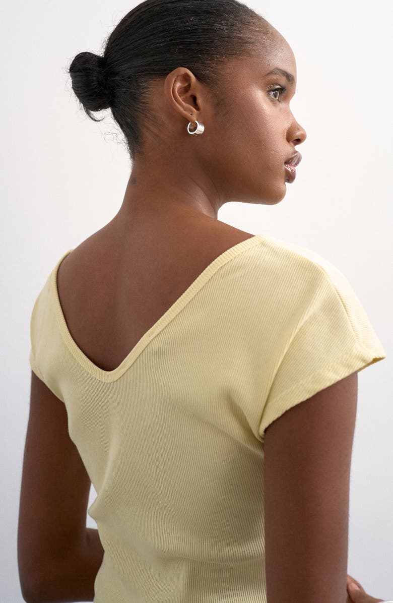 Topshop Double V-Neck Rib Knit Top, Alternate, color, 