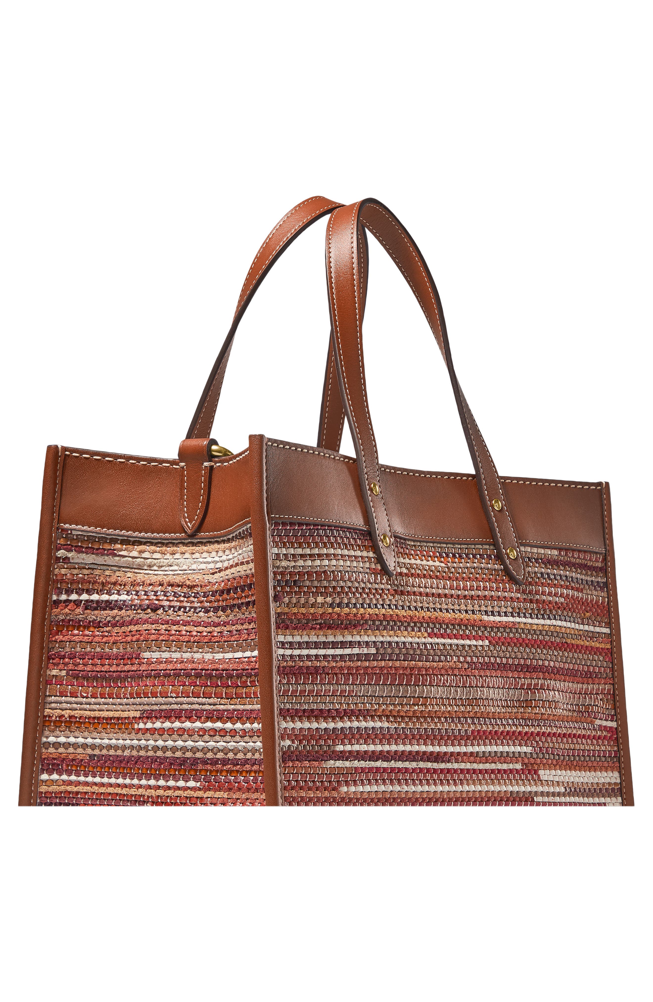 COACH Field Upcycled Woven Leather Tote, Alternate, color, 