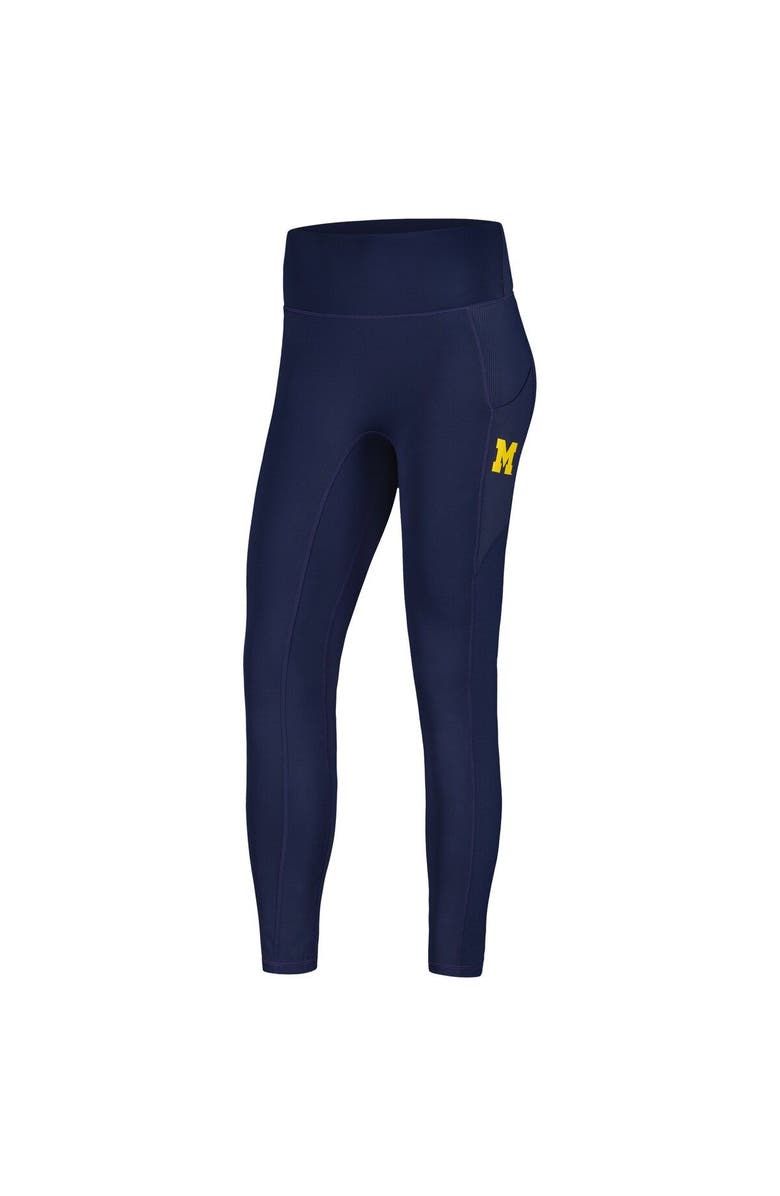 KADYLUXE Women's KadyLuxe  Navy Michigan Wolverines 7/8 Mixed Media Pocket iLeggings, Alternate, color, Navy