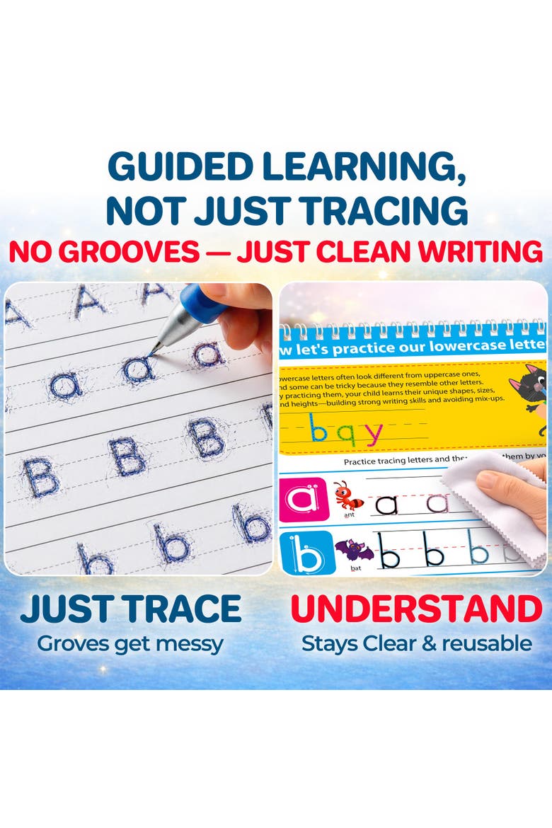 Tracing Activity Books for Kids - Dry Erase Practice Books with Markers, Alternate, color, White