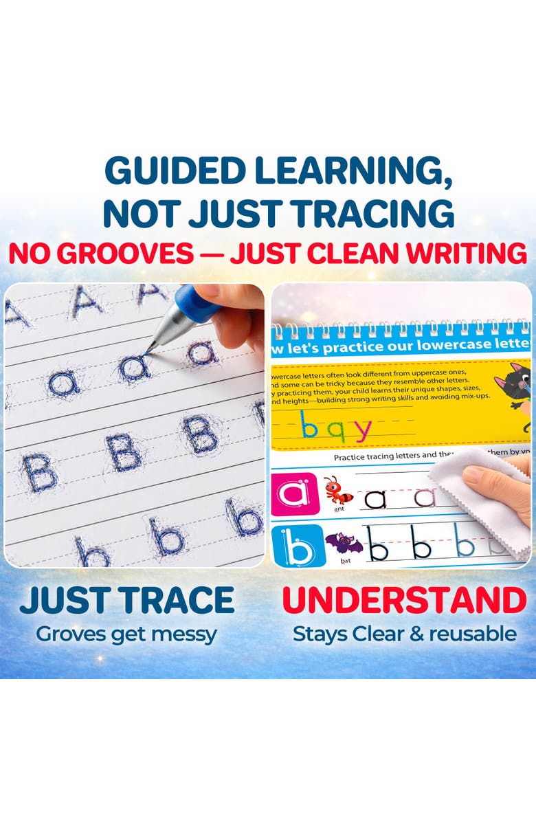 Quokka Kids Tracing Activity Books Set with Dry-Erase Pages and Markers, Alternate, color, White