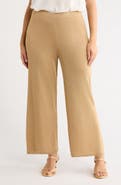 Anne Klein Lurex Metallic Wide Leg Sweater Pants