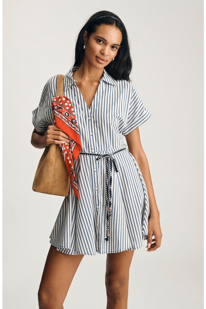Stripe Tie Waist Dolman Sleeve Minidress, Alternate, color, NAVY STRIPE PRINT