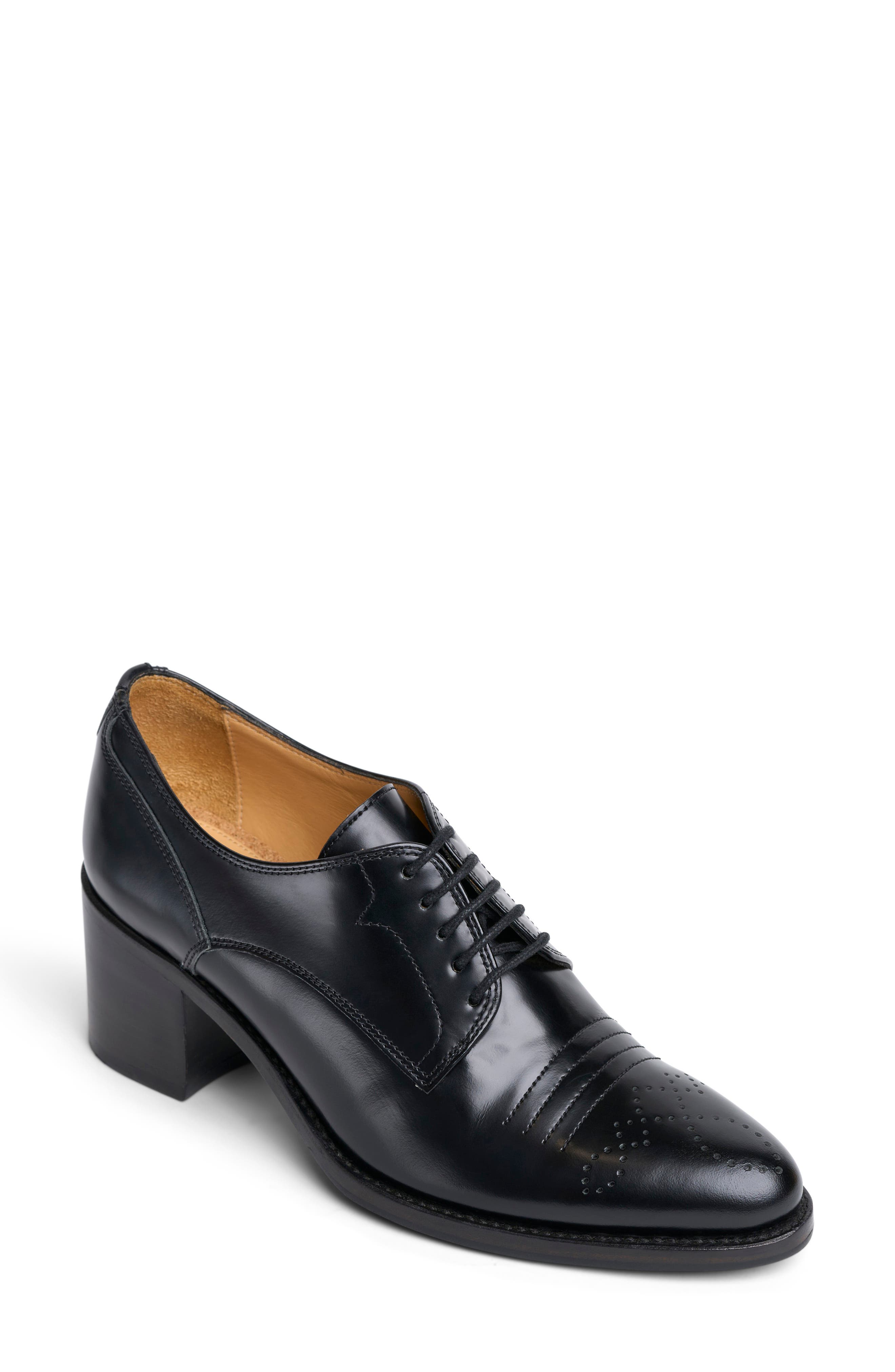 Miss Button Midheel Oxford, Main, color, BLACK