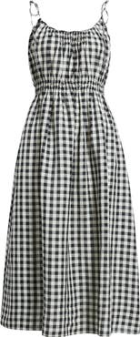 DÔEN Leslie Gingham Pleated Maxi Dress