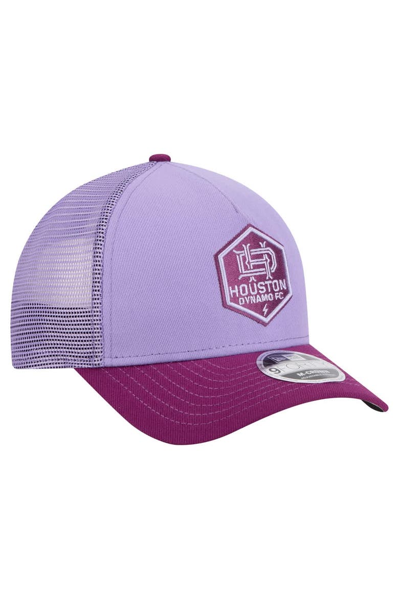 Men's New Era Purple Houston Dynamo FC Color Pack 9FORTY A-Frame Adjustable Trucker Hat, Alternate, color, Purple