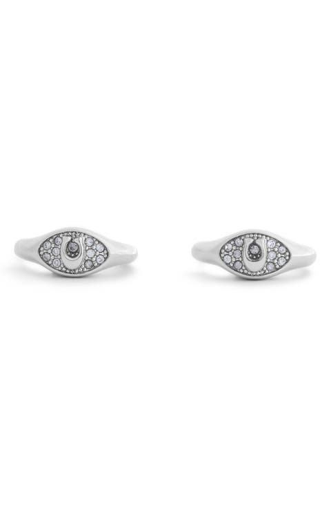 Pavé Signet Huggie Hoop Earrings