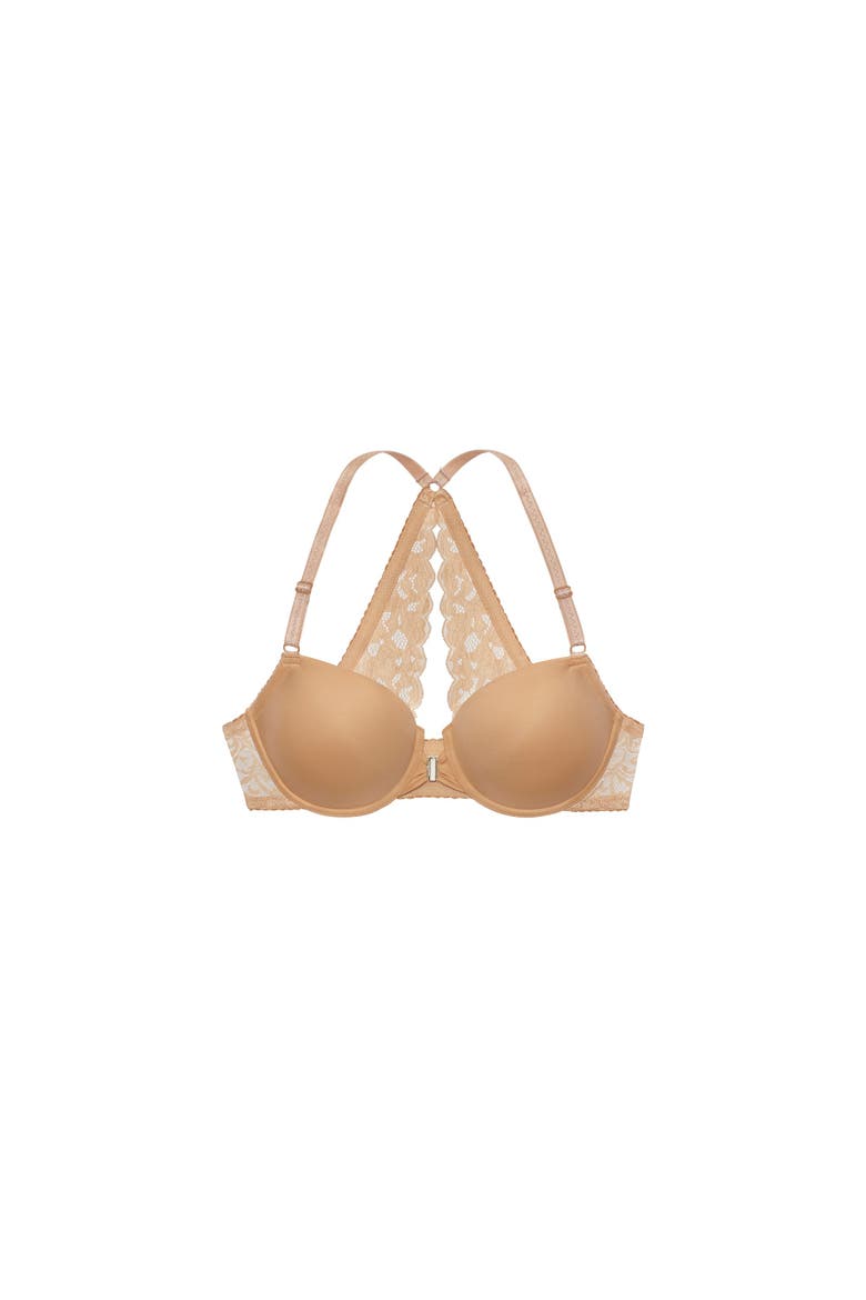 Front Clasp T-Shirt Bra, Alternate, color, Beige