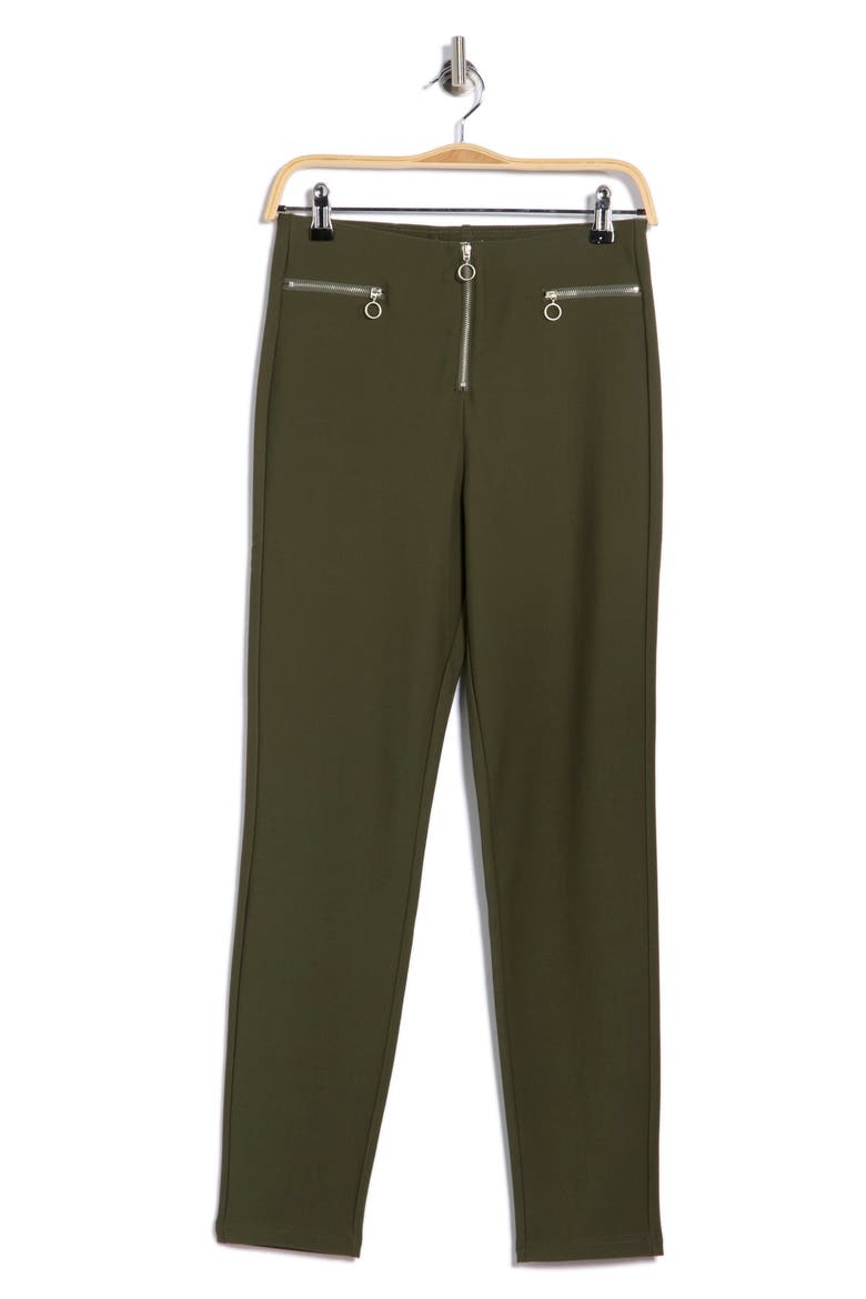 Zip Front Skinny Pants, Alternate, color, OLIVE