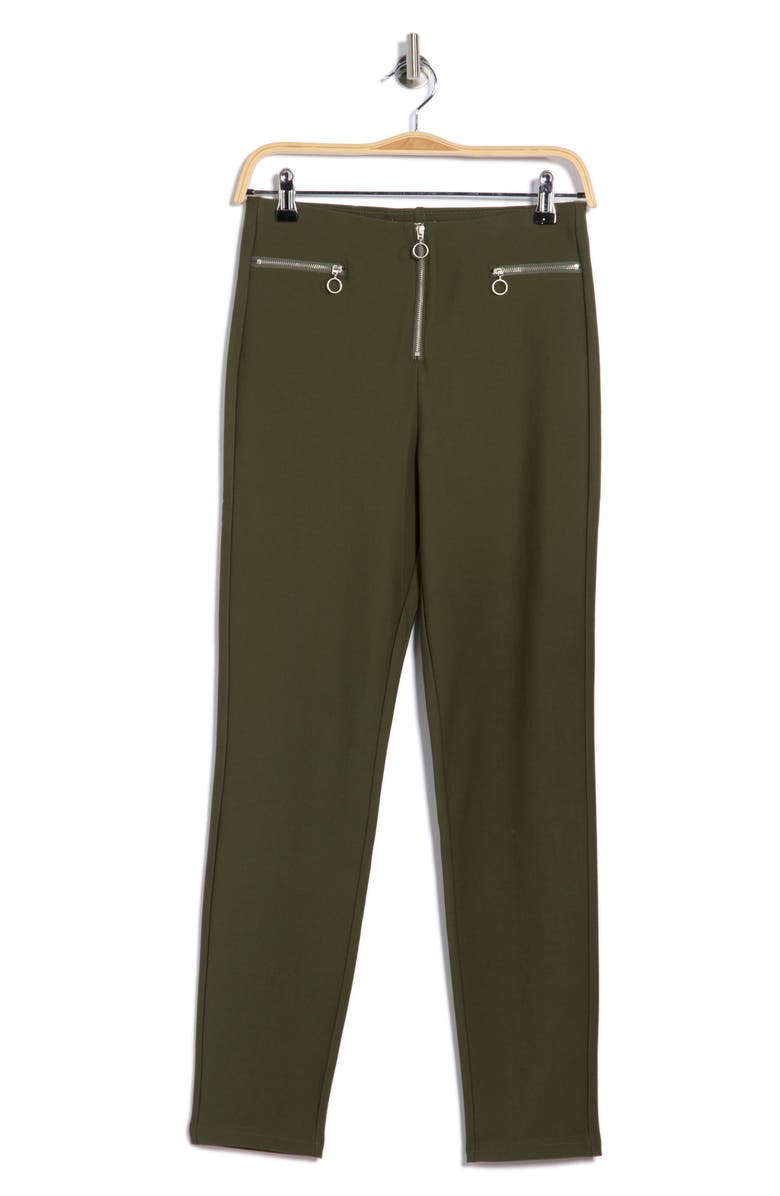 PATRIZIA LUCA Zip Front Skinny Pants, Alternate, color, Olive