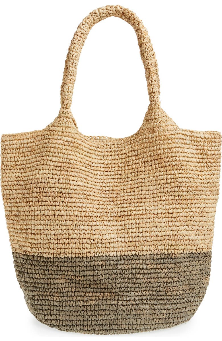 Straw Studios Colorblock Straw Shoulder Bag, Alternate, color,