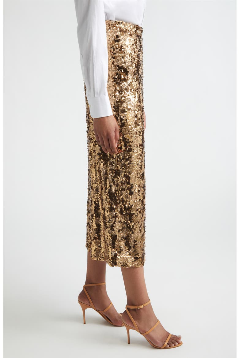 Stevie Stretch Sequin Midi Skirt, Alternate, color, COPPER