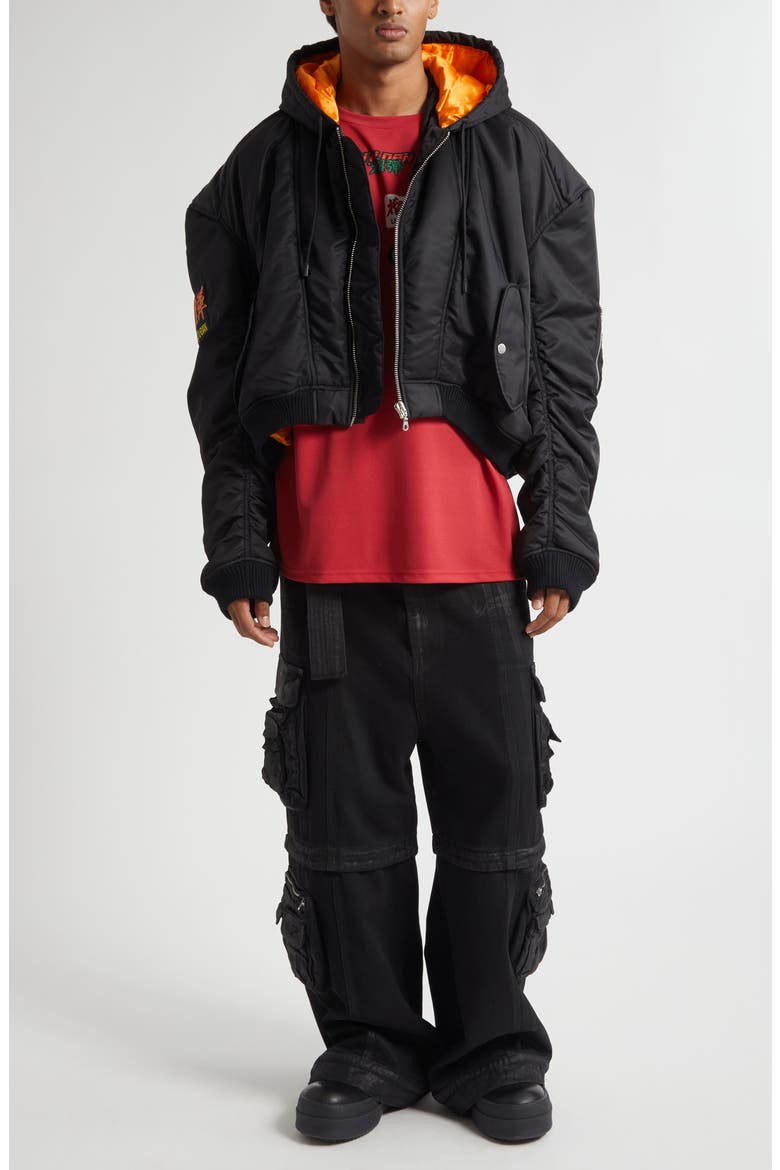 Convertible Belted Cargo Jeans, Alternate, color, COATED BLACK
