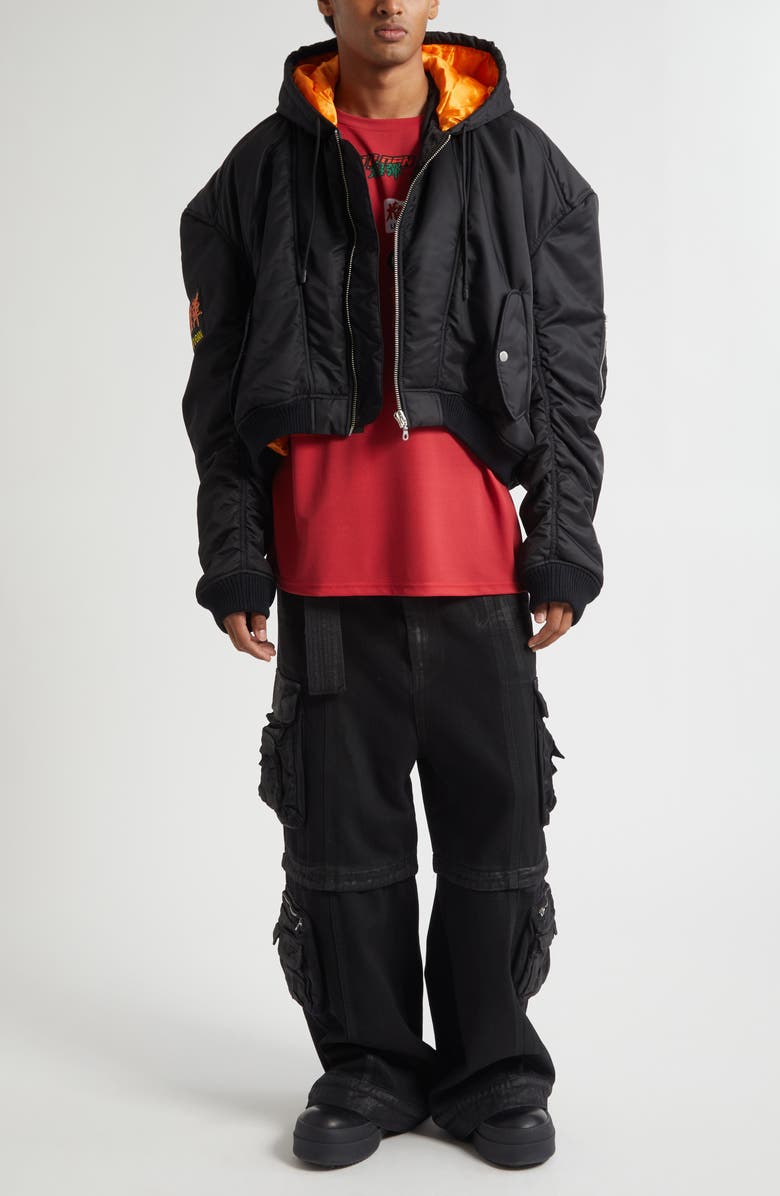 LU'U DAN Convertible Belted Cargo Jeans, Alternate, color, Coated Black