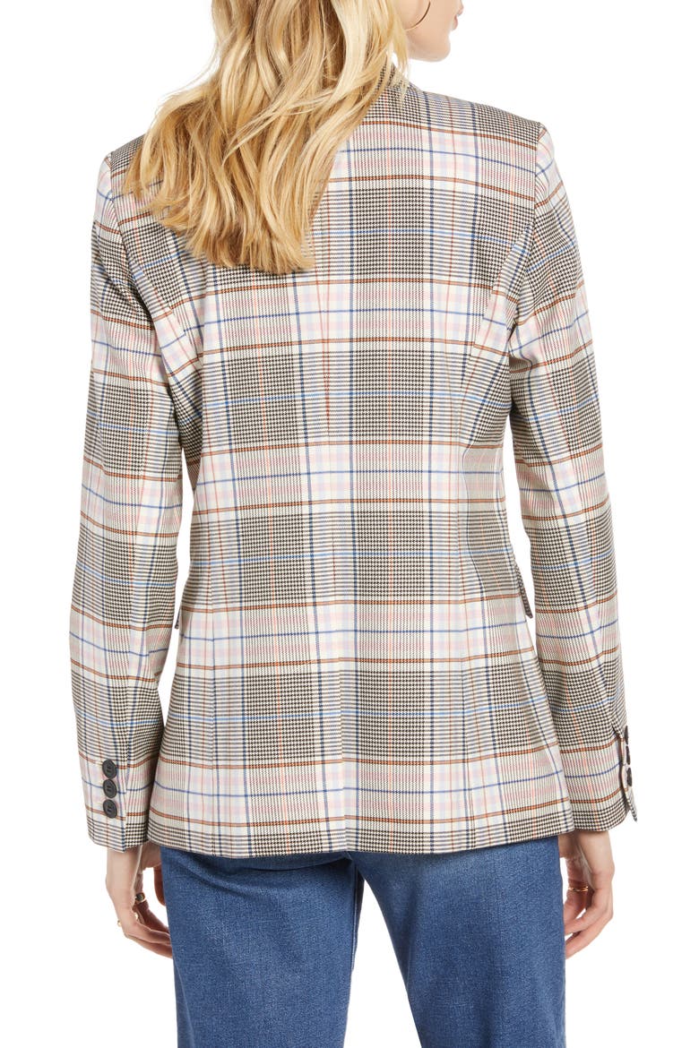 Plaid Double-Breasted Blazer, Alternate, color, BLACK MULTI PLAID