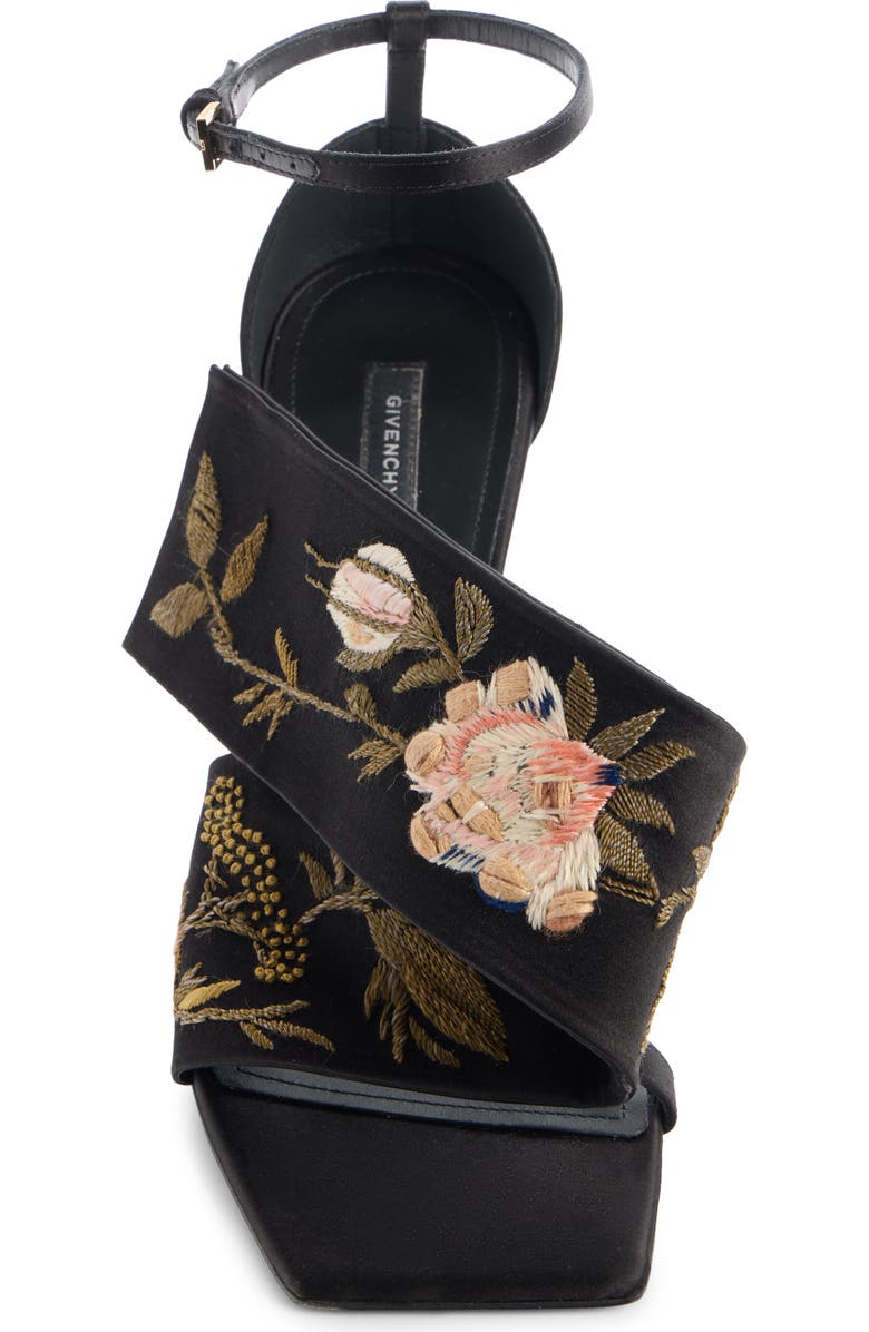 Givenchy Twisted Ribbon Embroidered Ankle Strap Sandal, Alternate, color, Black