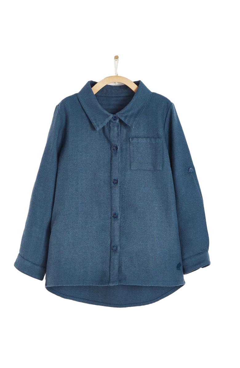 Babycottons Premium Cotton Dan Mandarin Button-Down Shirt For Infant, Main, color, 