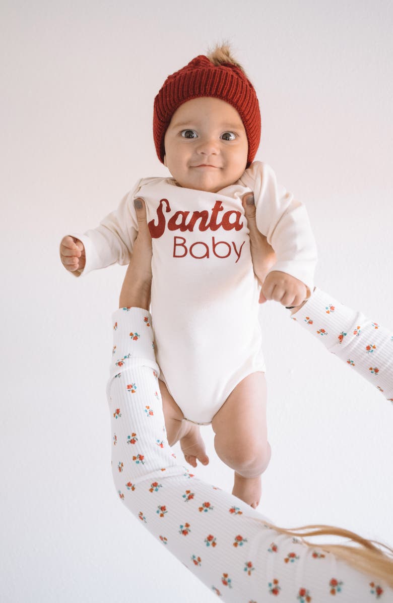 Tenth & Pine Santa Baby Organic Cotton Long Sleeve Bodysuit, Alternate, color, 