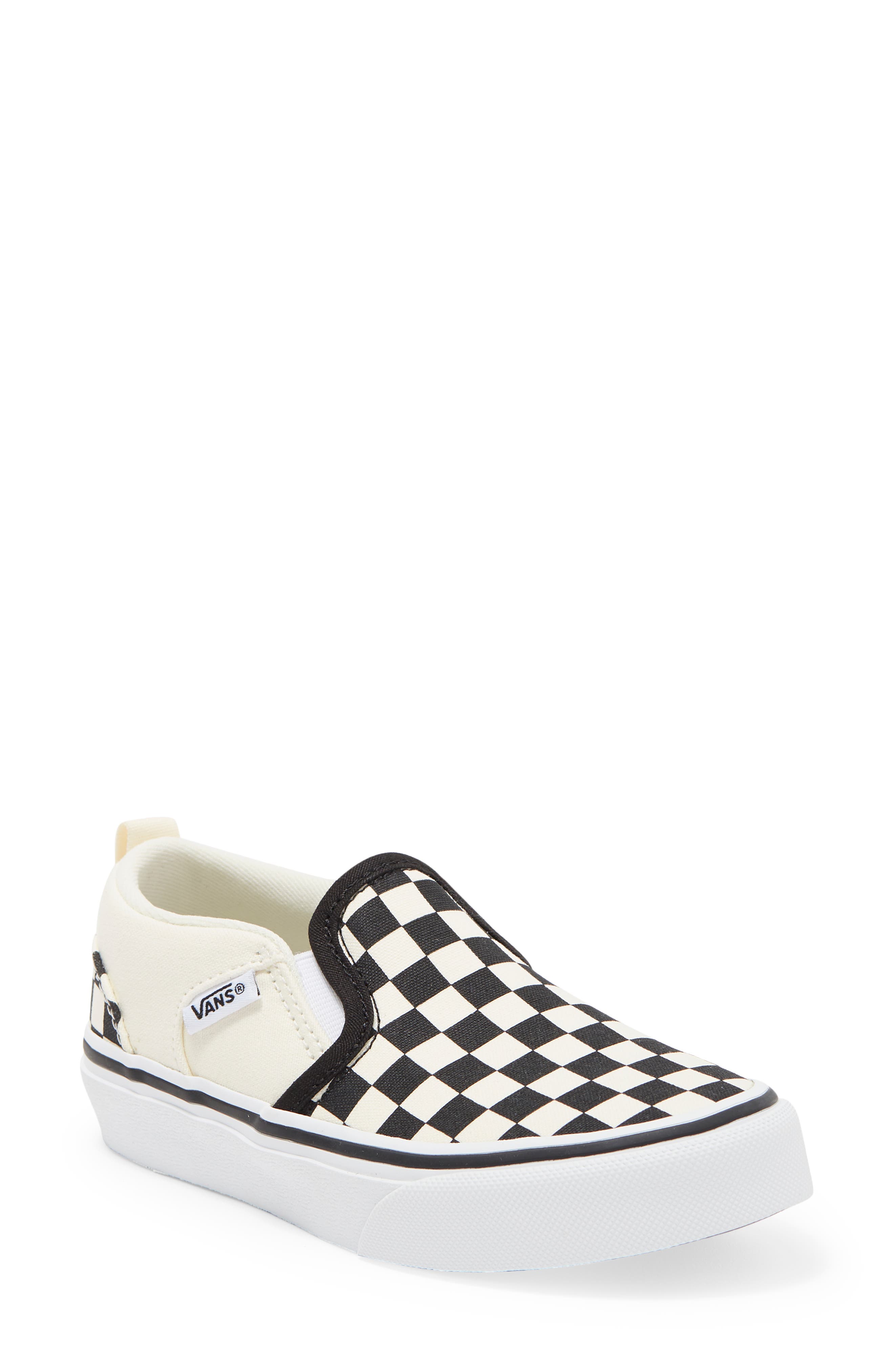 Vans Kids' Asher V Slip On Checkerboard Sneaker, Main, color, 