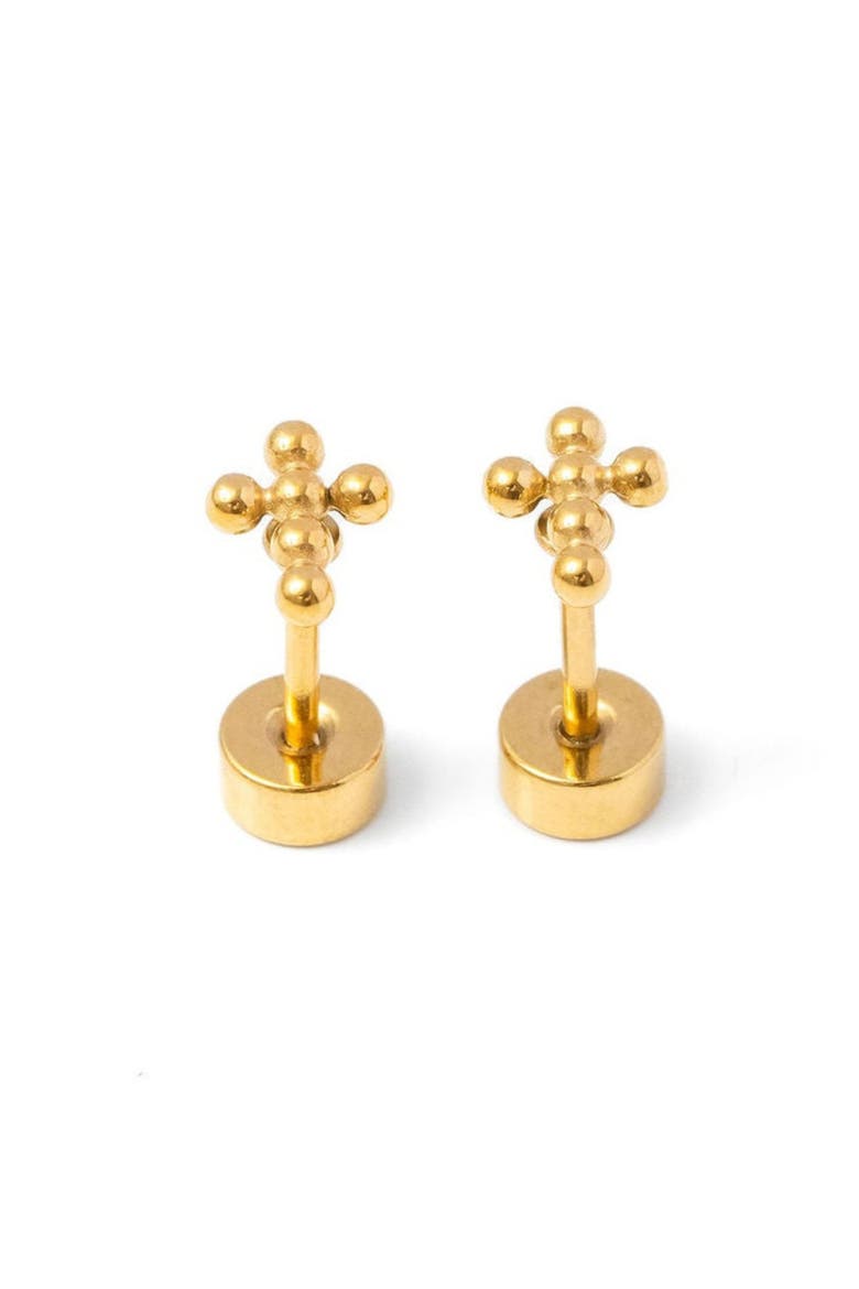 Beaded Cross Earrings, Main, color, Gold