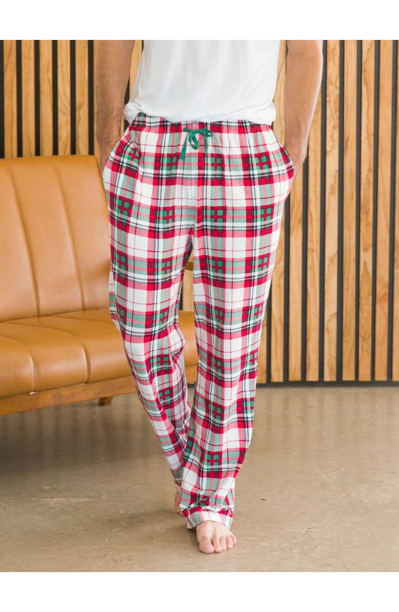 RuffleButts Modal Blend Gender Inclusive Adult Pajama Pants, Alternate, color, Dashing Dreams Plaid