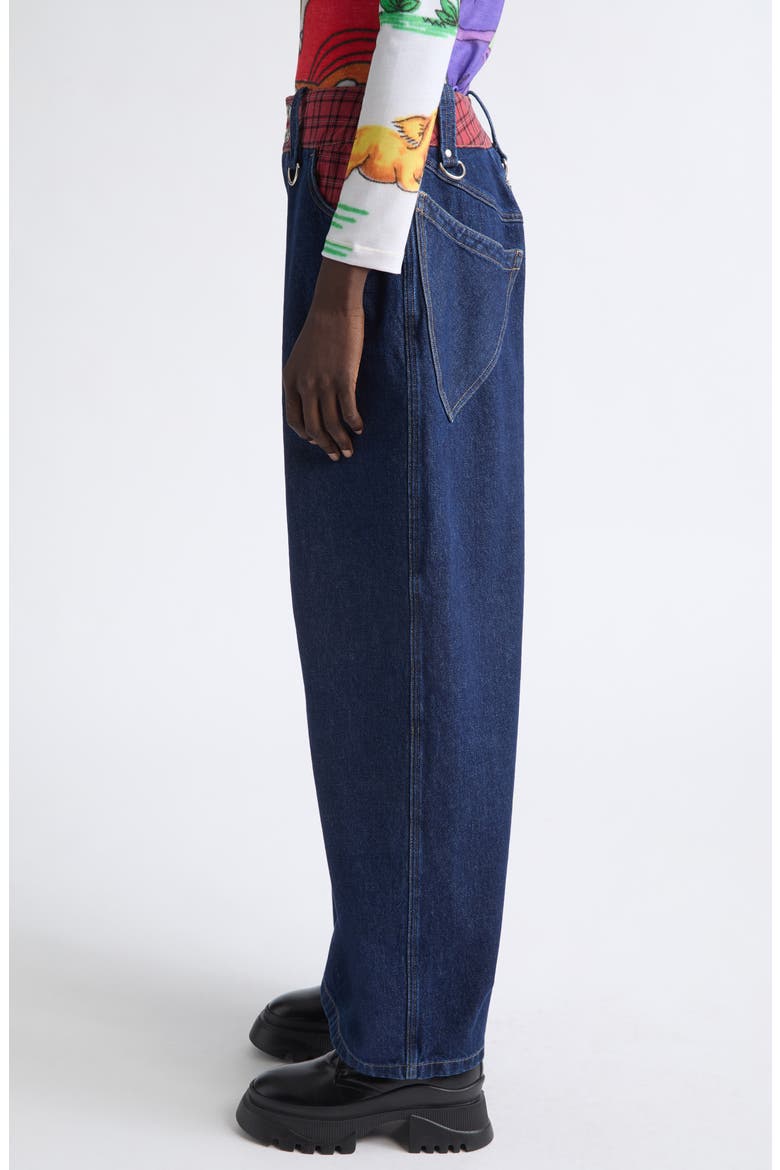 High Waist Plaid Apple Bottom Wide Leg Jeans, Alternate, color, DENIM