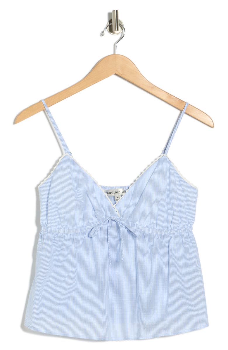 Madden Girl Crochet Trim Babydoll Tank, Alternate, color, Denim Blue