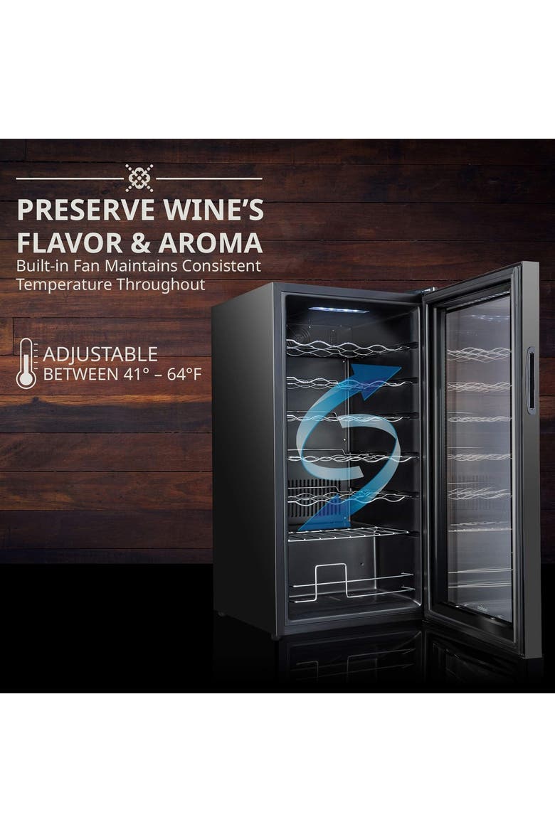 28 Bottle Compressor Wine Refrigerator, Freestanding Wine Cooler with Lock, Alternate, color, Black
