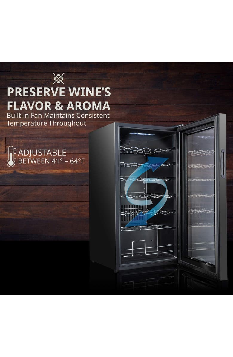 Ivation 28 Bottle Compressor Wine Refrigerator, Freestanding Wine Cooler with Lock, Alternate, color, Black