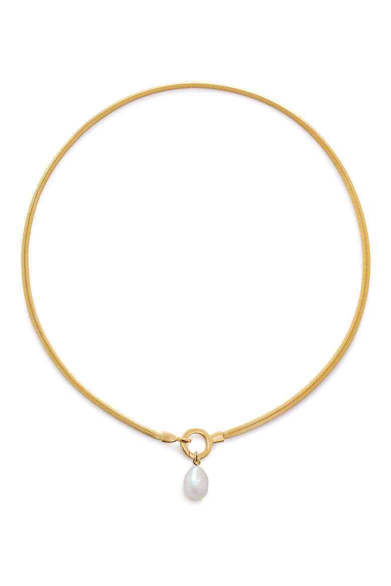 Nura Pearl Pendant Snake Chain Necklace, Main, color, 18K GOLD VERMEIL / PEARL
