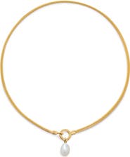 Monica Vinader Nura Pearl Pendant Snake Chain Necklace