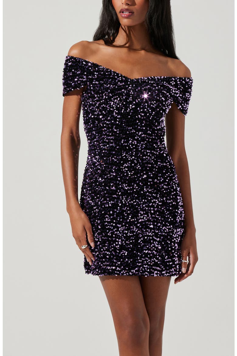 Victoria Off the Shoulder Body-Con Minidress, Alternate, color, PURPLE