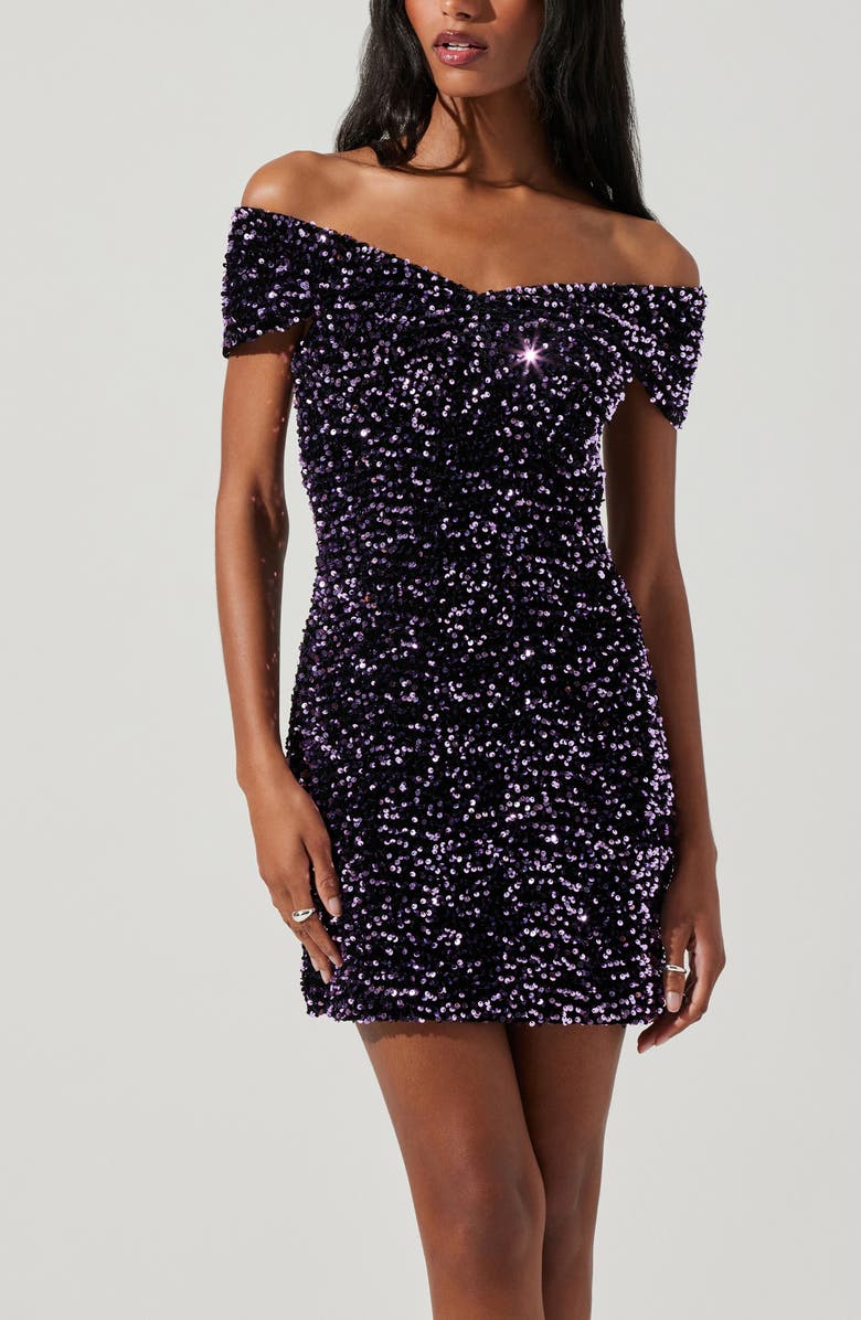ASTR the Label Victoria Off the Shoulder Body-Con Minidress, Alternate, color, Purple