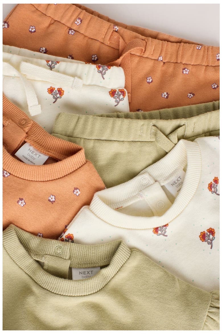 Kids' 6-Piece Floral Sweatshirt & Joggers Set, Alternate, color, GREEN FLORAL
