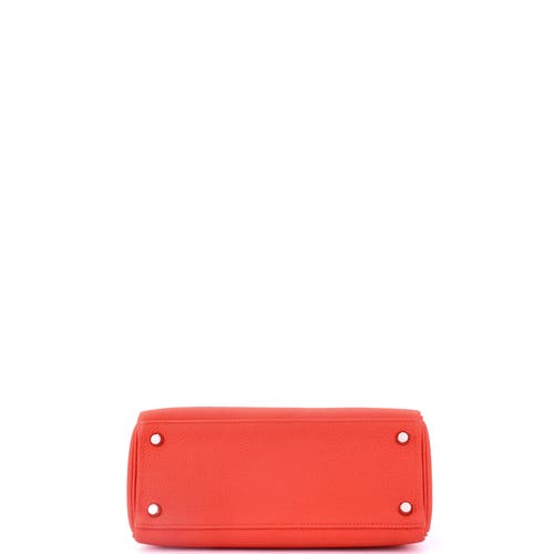 Pre-owned Hermes  Hermes Kelly Handbag Red Togo With Palladium Hardware 25