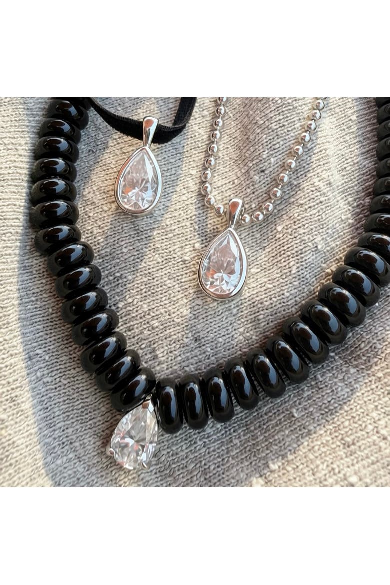 The Raina 3 Carat Moissanite Pear Pendant, Alternate, color, Silver