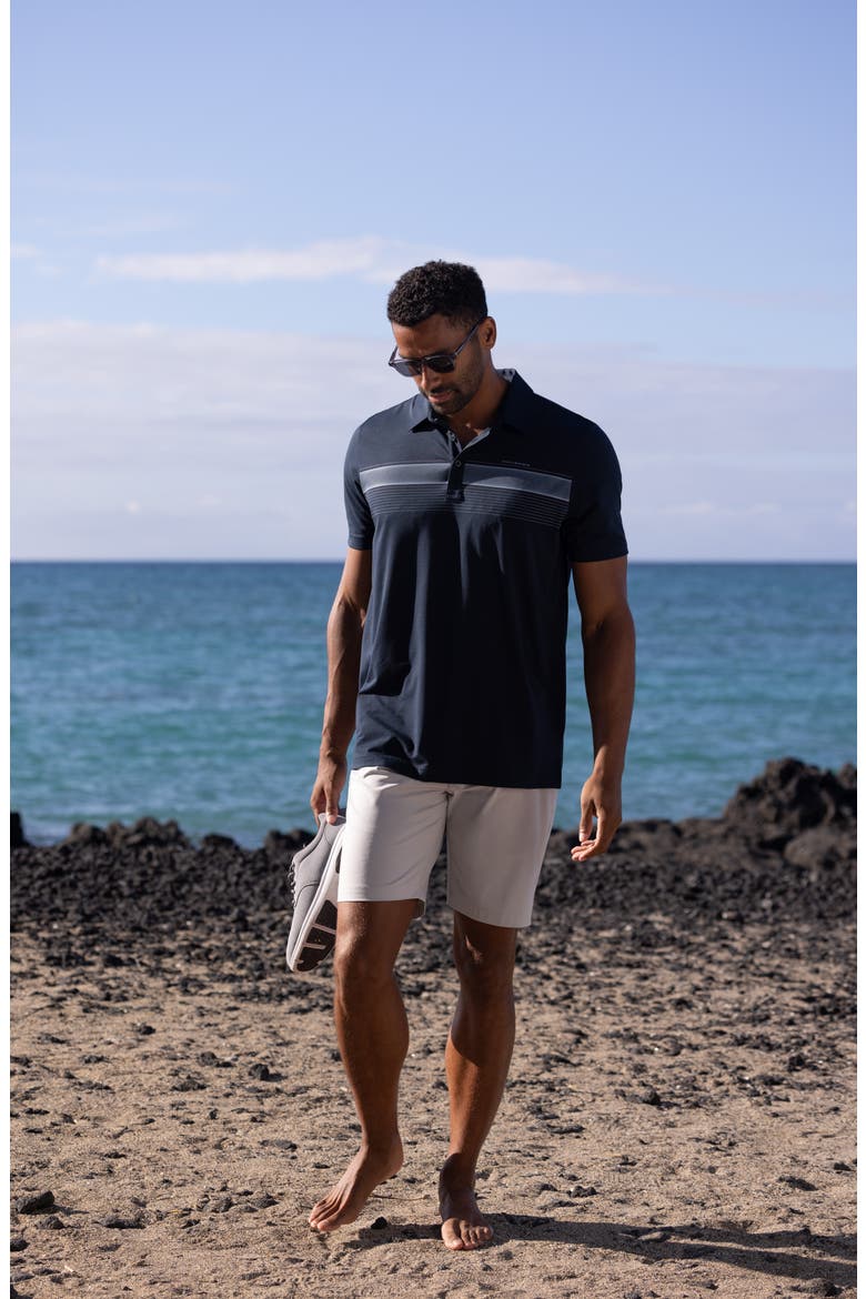 State of the Art Stripe Piqué Golf Polo, Alternate, color, TOTAL ECLIPSE
