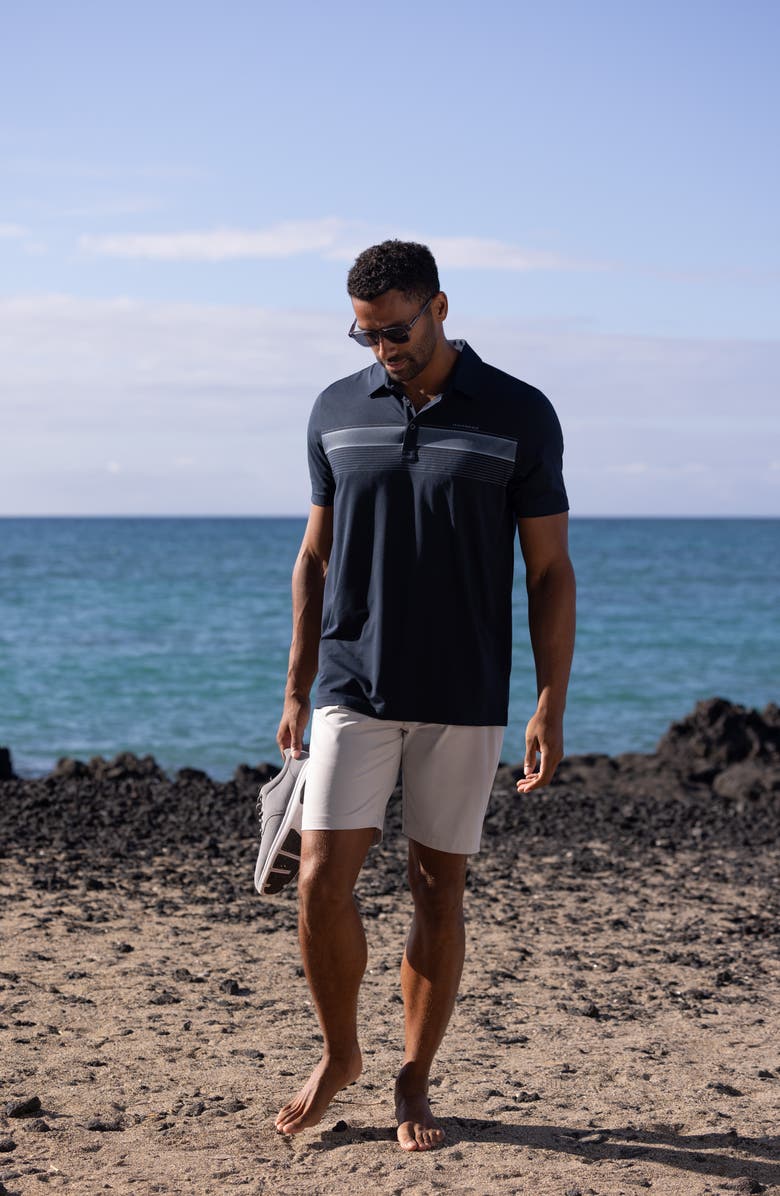 TravisMathew State of the Art Stripe Piqué Golf Polo, Alternate, color, Total Eclipse