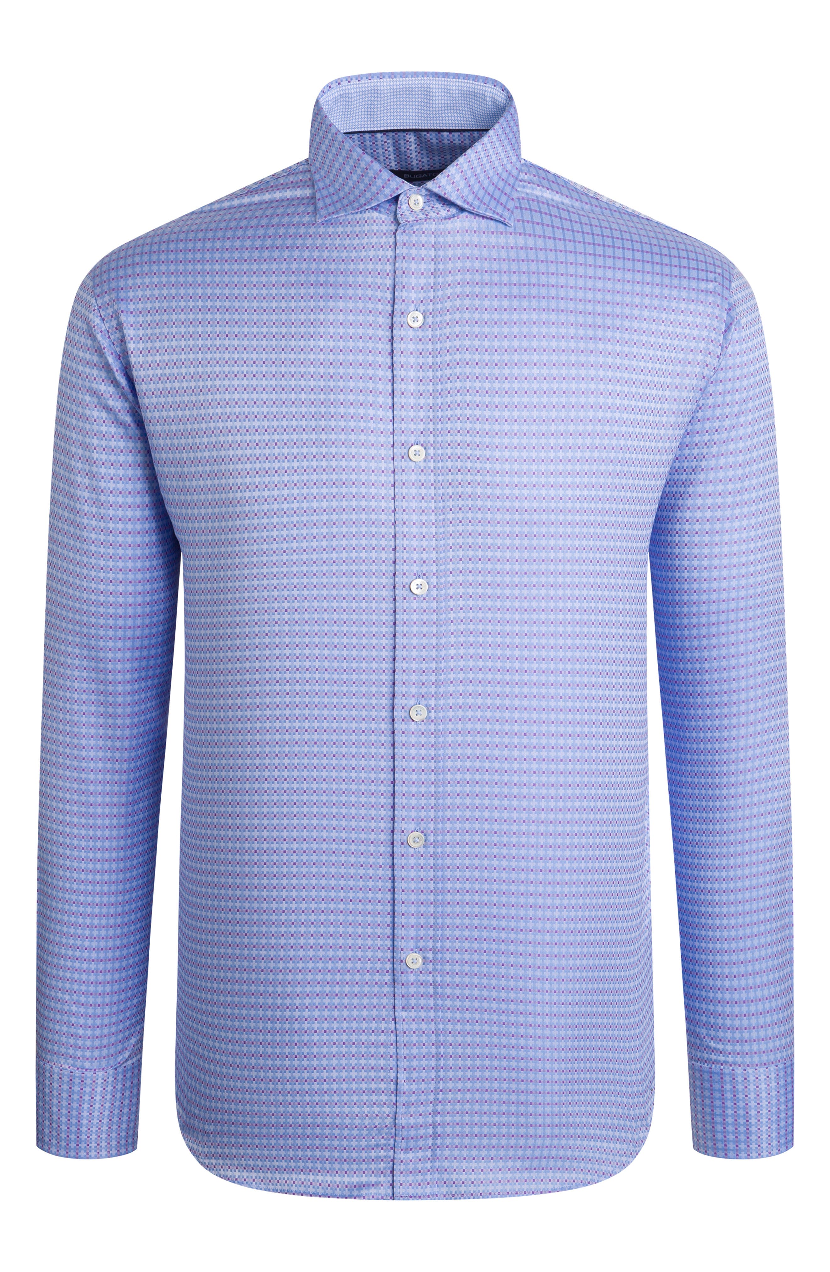 Calender Button Shape Bugatchi Shaped Fit Grid Print Button-Up Shirt (Men) | Nordstrom