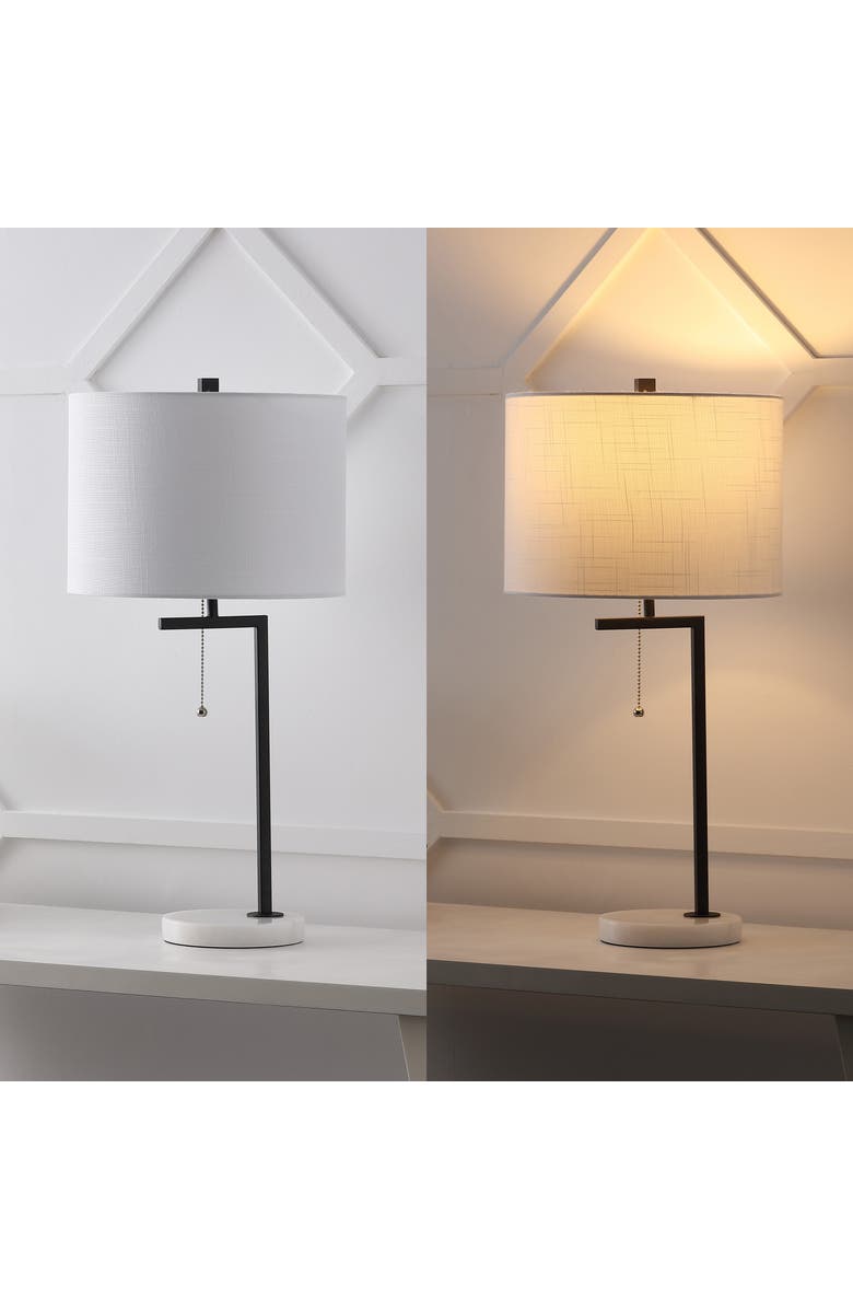 JONATHAN Y Alyssa 24.5" Metal/Marble LED Table Lamp, Brass Gold/White, Alternate, color, Black
