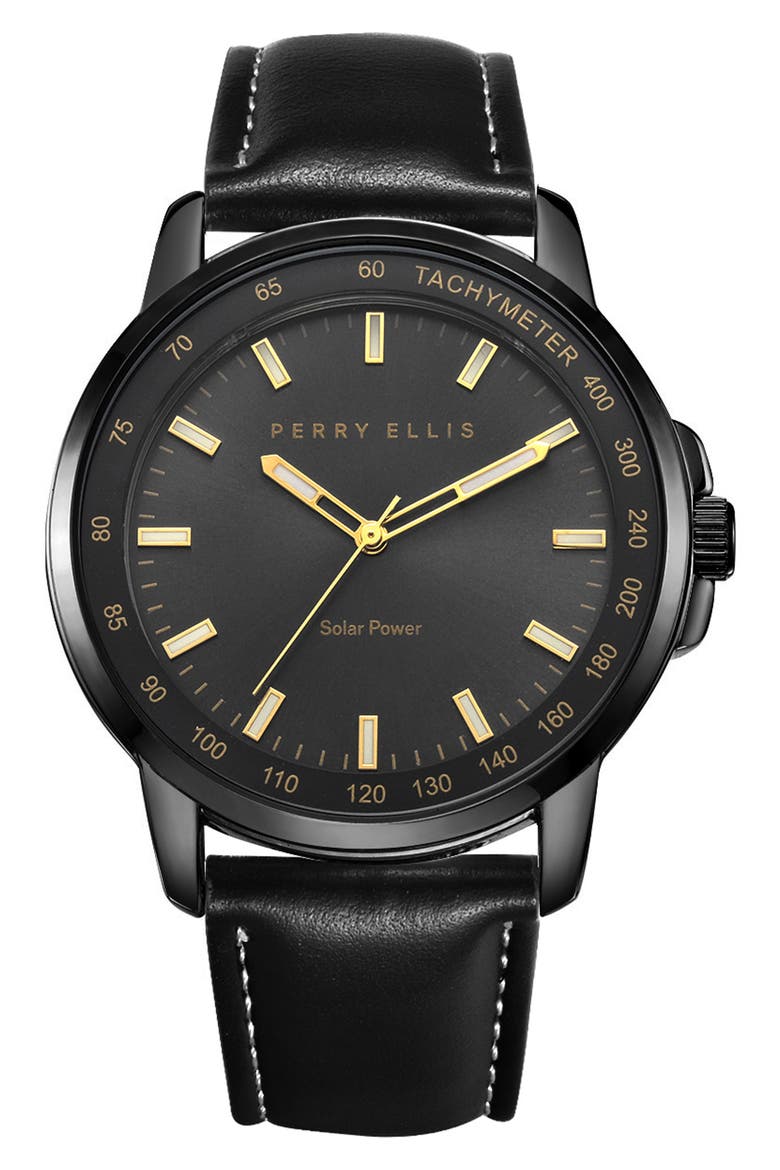Solar Powered 3-Hand Quartz Strap Watch, 41mm, Main, color, GUNMETAL
